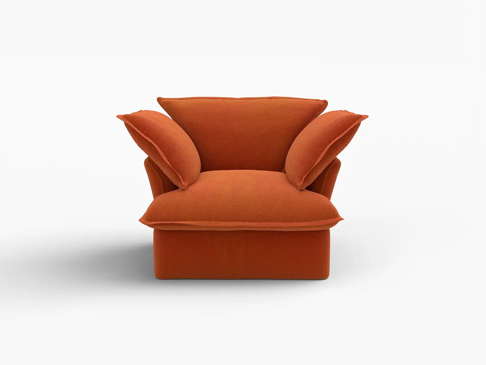 Sofá de 1 plaza Deluxe Cloud naranja oscuro | 1 pieza, tela de terciopelo, fundas lavables