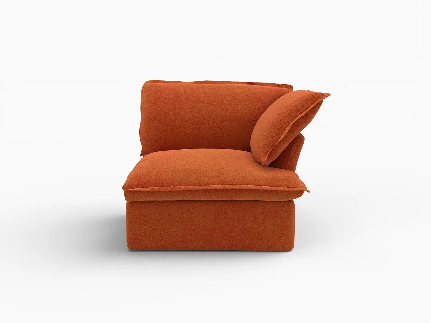 Deluxe Cloud Dark Orange 1-Seater Sofa | 1-Piece, Velvet Fabric, Washable Covers
