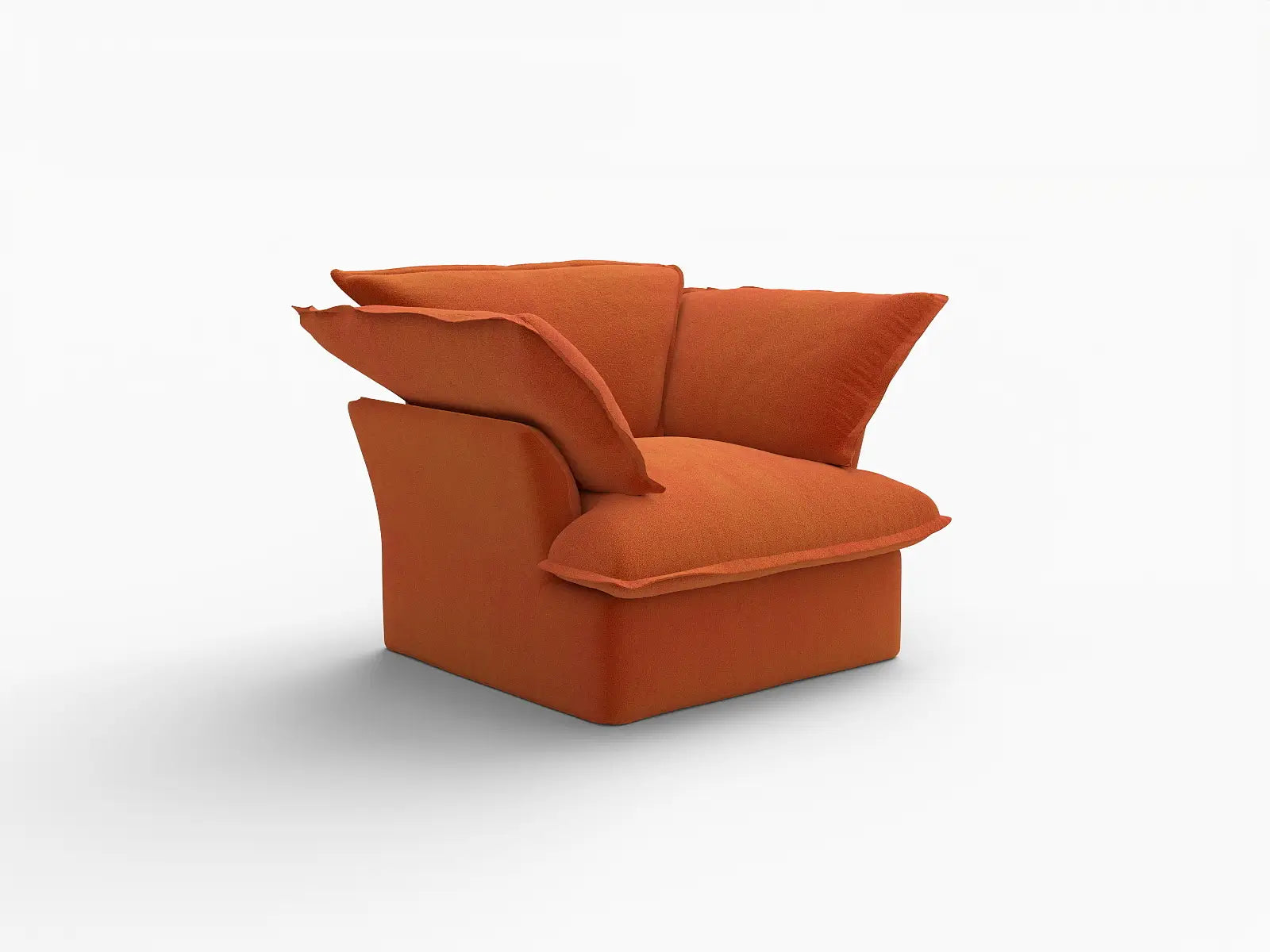 Sofá de 1 plaza Deluxe Cloud naranja oscuro | 1 pieza, tela de terciopelo, fundas lavables