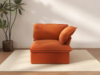 Deluxe Cloud Dark Orange 1-Seater Sofa | 1-Piece, Velvet Fabric, Washable Covers