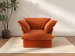 Sofá de 1 plaza Deluxe Cloud naranja oscuro | 1 pieza, tela de terciopelo, fundas lavables