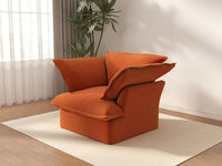 Sofá de 1 plaza Deluxe Cloud naranja oscuro | 1 pieza, tela de terciopelo, fundas lavables