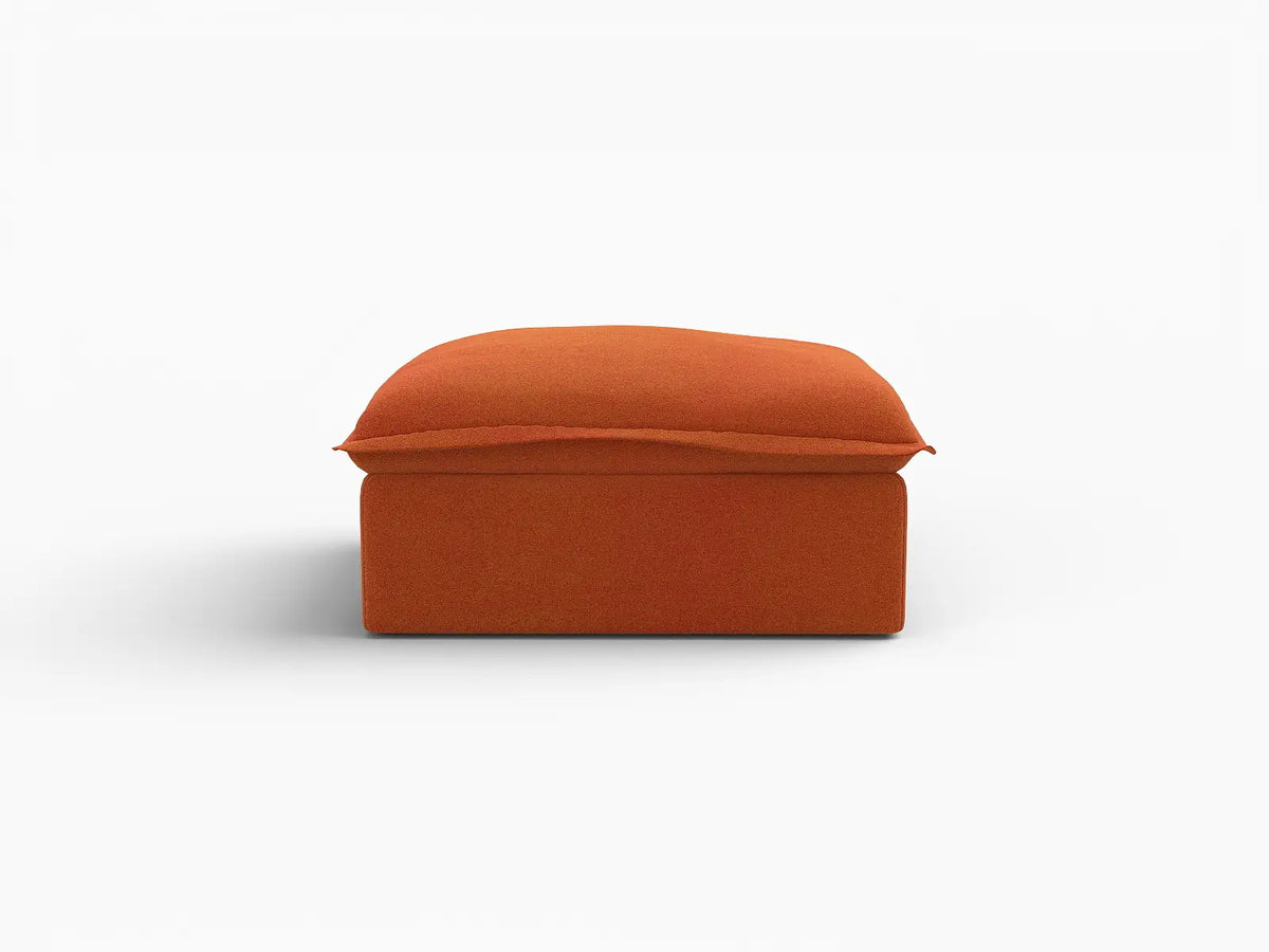 Deluxe Cloud Dark Orange 1-Seater Storage Ottoman | 1-Piece (includes 1 ottoman), Velvet Fabric, Washable Covers