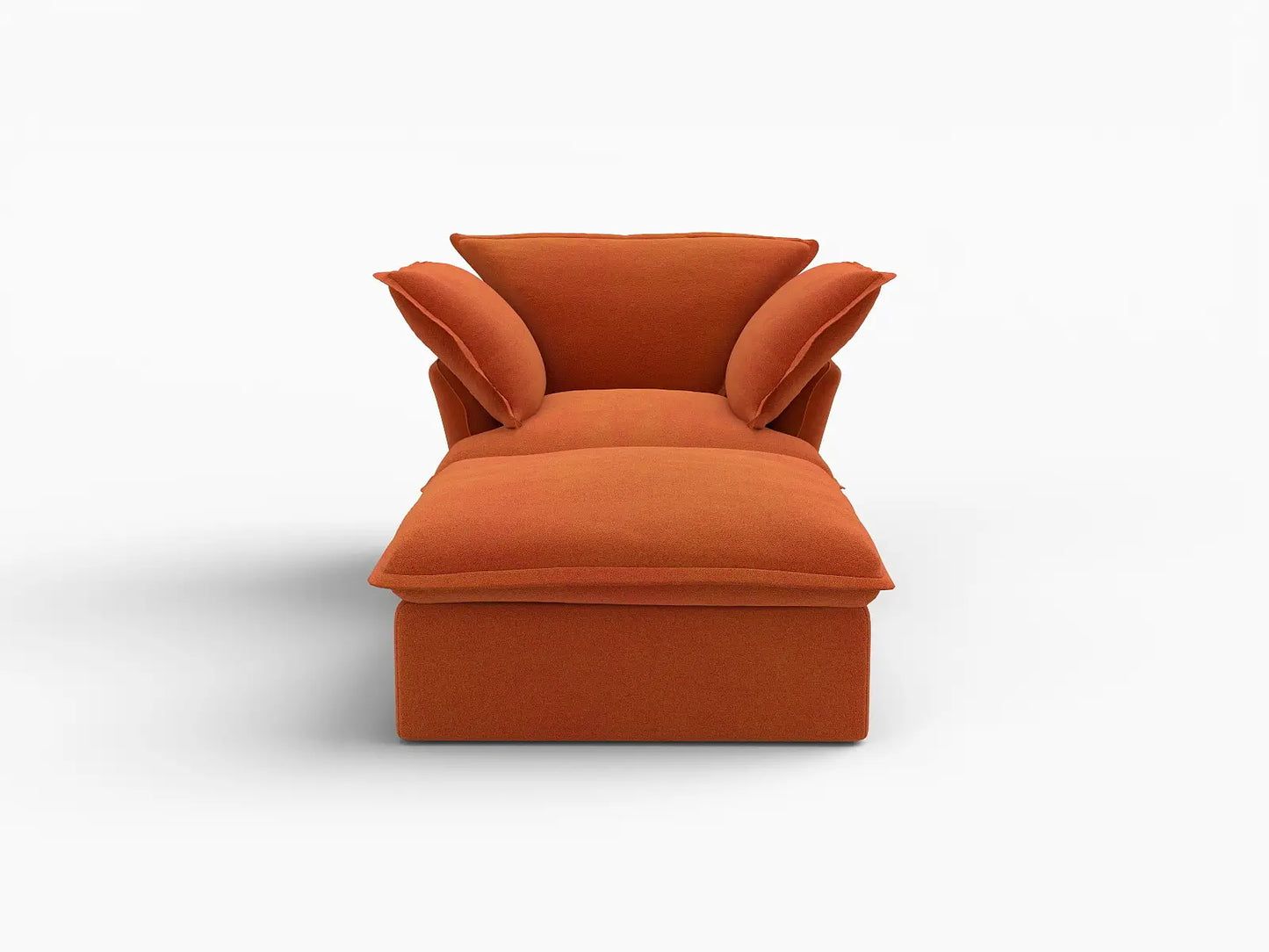 Deluxe Cloud Dark Orange 1-Seater Velvet Sofa | 2-Piece (includes 1 ottoman), Storage Ottoman