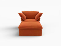 Deluxe Cloud Dark Orange 1-Seater Velvet Sofa | 2-Piece (includes 1 ottoman), Storage Ottoman