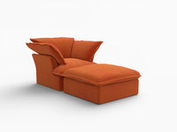 Deluxe Cloud Dark Orange 1-Seater Velvet Sofa | 2-Piece (includes 1 ottoman), Storage Ottoman