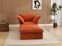 Deluxe Cloud Dark Orange 1-Seater Velvet Sofa | 2-Piece (includes 1 ottoman), Storage Ottoman