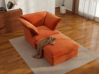 Deluxe Cloud Dark Orange 1-Seater Velvet Sofa | 2-Piece (includes 1 ottoman), Storage Ottoman