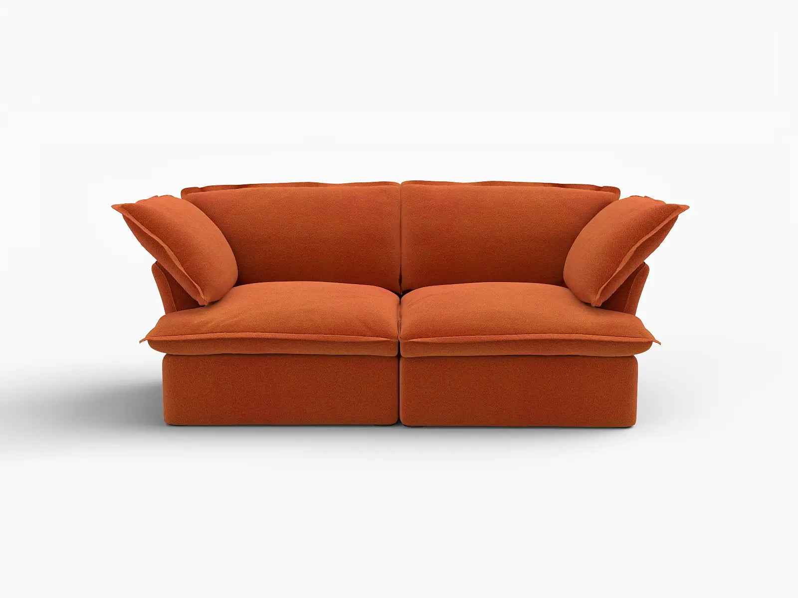 Deluxe Cloud Dark Orange 2-Seater Washable Loveseat | 2-Piece, Velvet Fabric, Small Space