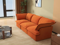 Deluxe Cloud Dark Orange 3-Seater Modular Couch | 3-Piece, Velvet Fabric, Washable Covers