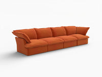 Seccional Sofá Deluxe Cloud de 4 Plazas Naranja Oscuro | 4 Piezas, Tela de Terciopelo, Fundas Lavables