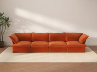Seccional Sofá Deluxe Cloud de 4 Plazas Naranja Oscuro | 4 Piezas, Tela de Terciopelo, Fundas Lavables