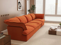 Seccional Sofá Deluxe Cloud de 4 Plazas Naranja Oscuro | 4 Piezas, Tela de Terciopelo, Fundas Lavables