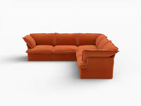Deluxe Cloud Dark Orange 5-Seater V-Shaped Sofa | 5-Piece, Velvet Fabric, Washable Covers
