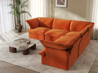 Deluxe Cloud Dark Orange 5-Seater V-Shaped Sofa | 5-Piece, Velvet Fabric, Washable Covers