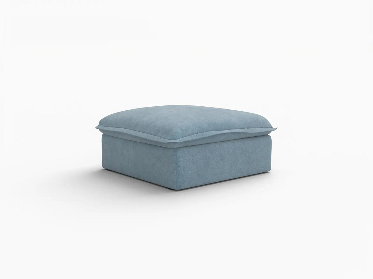 Deluxe Cloud Light Blue 1-Seater Ottoman | 1-Piece (includes 1 ottoman), Velvet Fabric, Storage Ottoman