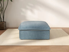 Deluxe Cloud Light Blue 1-Seater Ottoman | 1-Piece (includes 1 ottoman), Velvet Fabric, Storage Ottoman