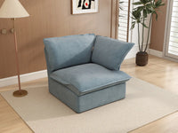Deluxe Cloud Light Blue 1-Seater Single Sofa | 1-Piece, Velvet Fabric, Washable Covers