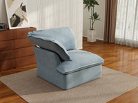 Deluxe Cloud Light Blue 1-Seater Single Sofa | 1-Piece, Velvet Fabric, Washable Covers
