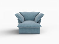 Deluxe Cloud Light Blue 1-Seater Single Sofa | 1-Piece, Velvet Fabric, Washable Covers