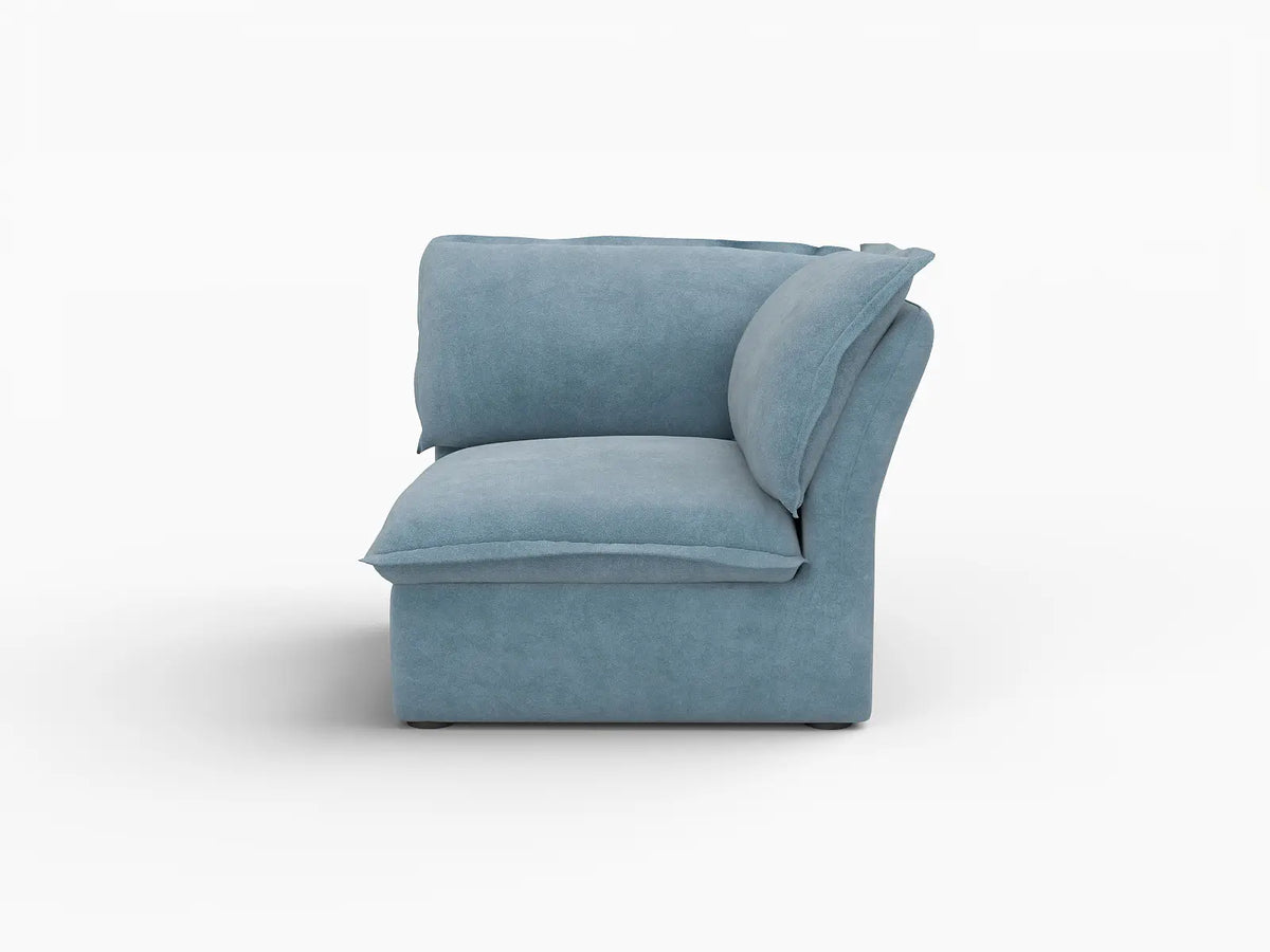 Deluxe Cloud Light Blue 1-Seater Single Sofa | 1-Piece, Velvet Fabric, Washable Covers