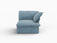 Deluxe Cloud Light Blue 1-Seater Single Sofa | 1-Piece, Velvet Fabric, Washable Covers