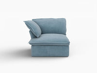 Deluxe Cloud Light Blue 1-Seater Single Sofa | 1-Piece, Velvet Fabric, Washable Covers