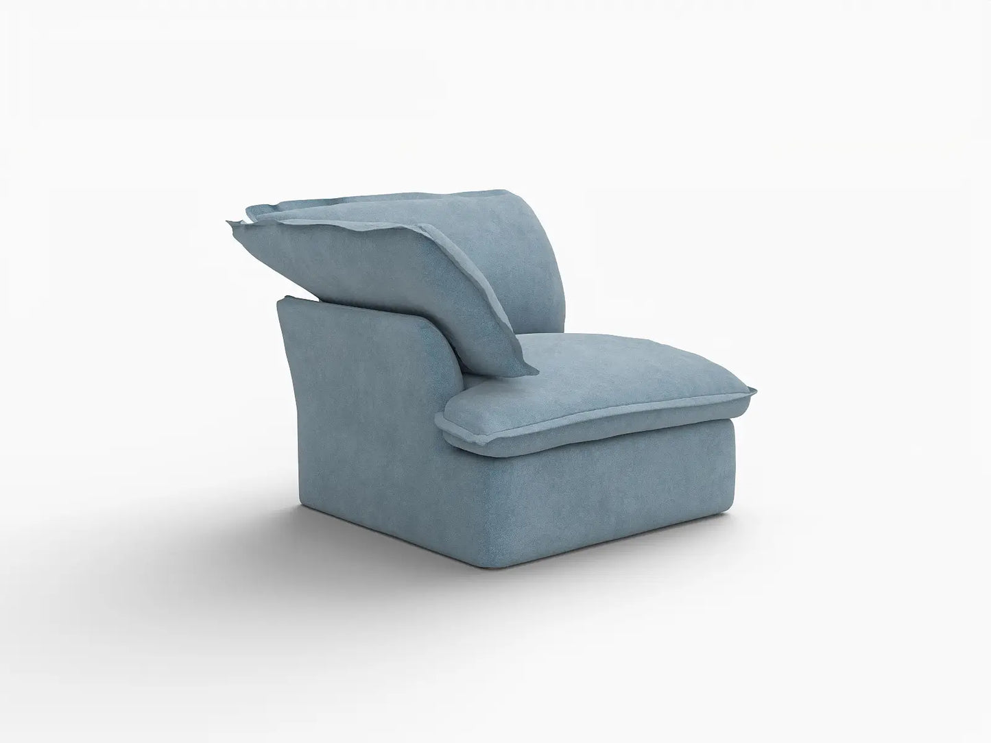 Deluxe Cloud Light Blue 1-Seater Single Sofa | 1-Piece, Velvet Fabric, Washable Covers