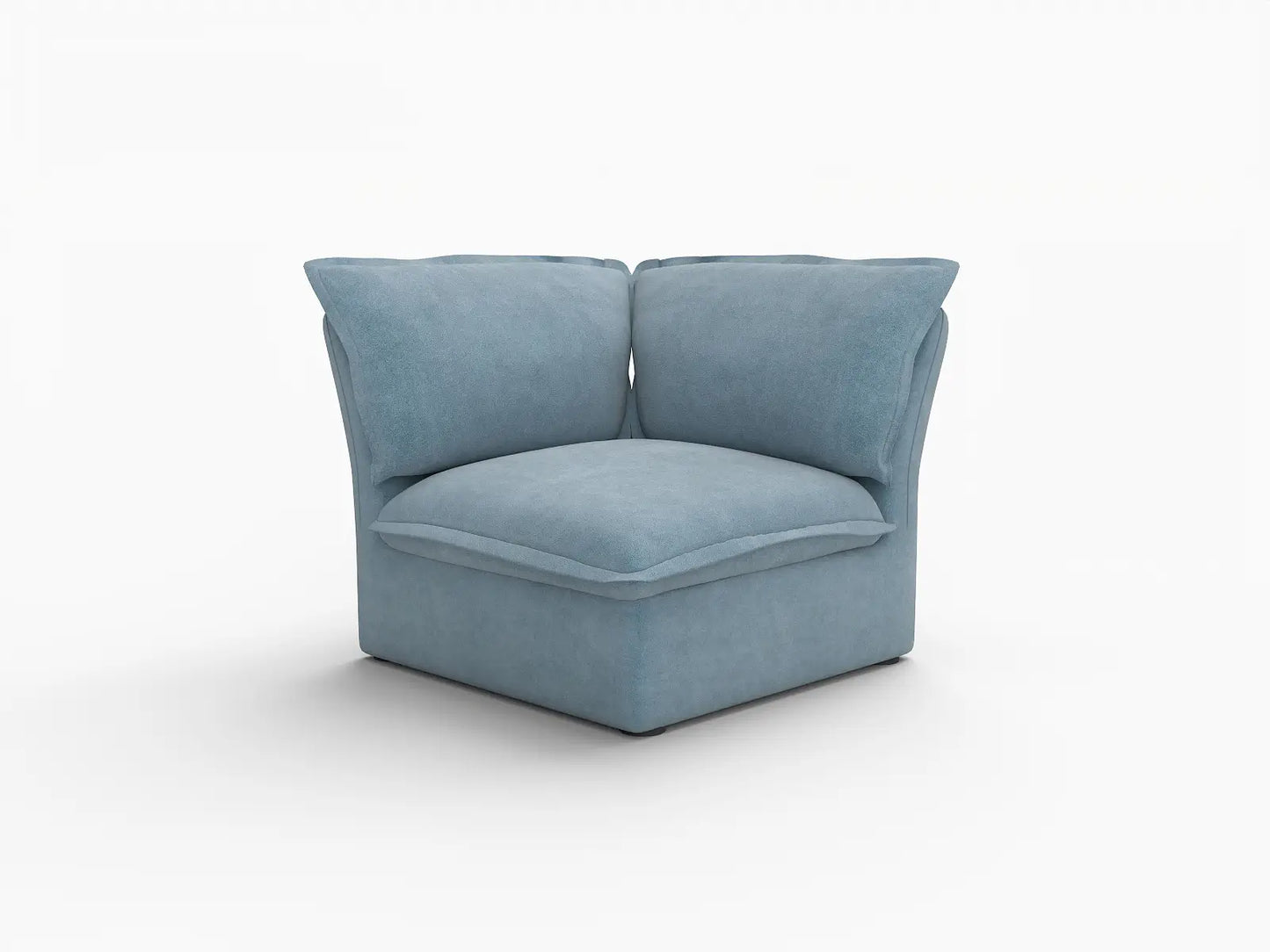 Deluxe Cloud Light Blue 1-Seater Single Sofa | 1-Piece, Velvet Fabric, Washable Covers