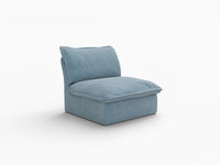 Deluxe Cloud Light Blue 1-Seater Single Sofa | 1-Piece, Velvet Fabric, Washable Covers