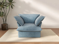Deluxe Cloud Light Blue 1-Seater Single Sofa | 1-Piece, Velvet Fabric, Washable Covers
