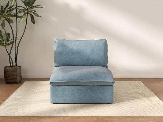 Sofá individual de una plaza Deluxe Cloud de color azul claro | 1 pieza, tela de terciopelo, fundas lavables
