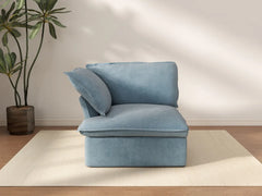 Deluxe Cloud Light Blue 1-Seater Single Sofa | 1-Piece, Velvet Fabric, Washable Covers