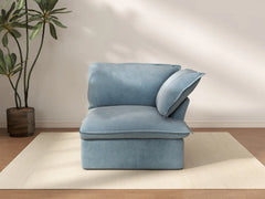 Deluxe Cloud Light Blue 1-Seater Single Sofa | 1-Piece, Velvet Fabric, Washable Covers