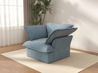 Deluxe Cloud Light Blue 1-Seater Single Sofa | 1-Piece, Velvet Fabric, Washable Covers