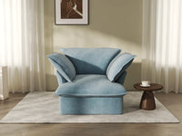 Deluxe Cloud Light Blue 1-Seater Single Sofa | 1-Piece, Velvet Fabric, Washable Covers
