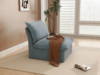 Deluxe Cloud Light Blue 1-Seater Single Sofa | 1-Piece, Velvet Fabric, Washable Covers