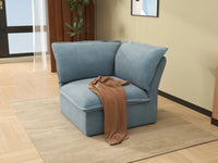 Deluxe Cloud Light Blue 1-Seater Single Sofa | 1-Piece, Velvet Fabric, Washable Covers
