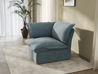 Deluxe Cloud Light Blue 1-Seater Single Sofa | 1-Piece, Velvet Fabric, Washable Covers