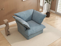 Deluxe Cloud Light Blue 1-Seater Single Sofa | 1-Piece, Velvet Fabric, Washable Covers