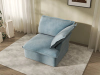 Deluxe Cloud Light Blue 1-Seater Single Sofa | 1-Piece, Velvet Fabric, Washable Covers