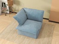 Deluxe Cloud Light Blue 1-Seater Single Sofa | 1-Piece, Velvet Fabric, Washable Covers