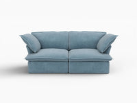Deluxe Cloud Light Blue 2-Seater Loveseat Small Space | 2-Piece, Velvet Fabric, Washable Covers