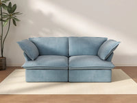Deluxe Cloud Light Blue 2-Seater Loveseat Small Space | 2-Piece, Velvet Fabric, Washable Covers