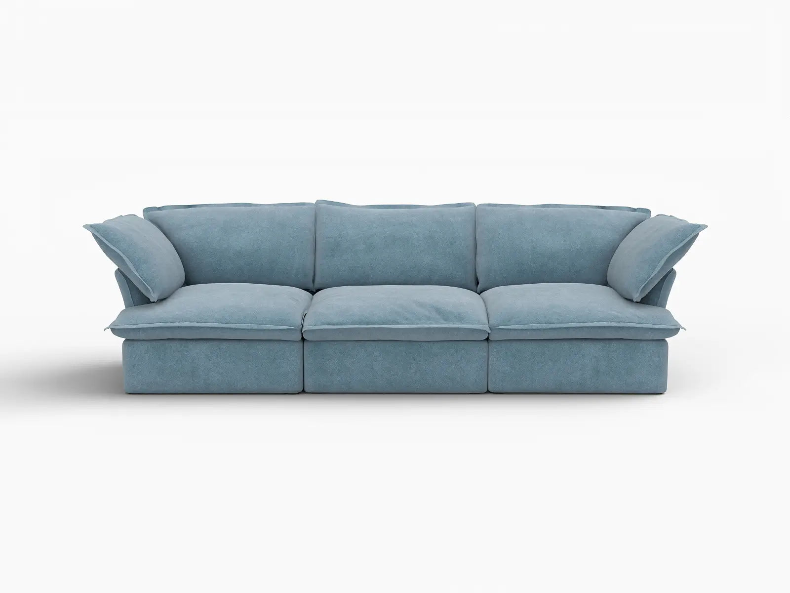 Sofá modular Deluxe Cloud azul claro de 3 plazas | 3 piezas, tejido de terciopelo, fundas lavables