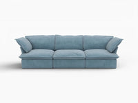 Deluxe Cloud Light Blue 3-Seater Modular Couch | 3-Piece, Velvet Fabric, Washable Covers