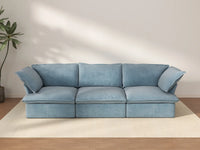 Deluxe Cloud Light Blue 3-Seater Modular Couch | 3-Piece, Velvet Fabric, Washable Covers