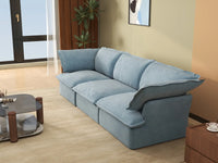 Deluxe Cloud Light Blue 3-Seater Modular Couch | 3-Piece, Velvet Fabric, Washable Covers