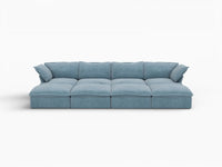 Deluxe Cloud Light Blue 4-Seater Pit Sectional | 8-Piece (includes 4 ottomans), Velvet Fabric, Storage Ottoman