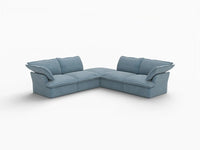 Deluxe Cloud Light Blue 4-Seater V-Shaped Sofa with Storage | 5-Piece (includes 1 ottoman), Velvet Fabric, Washable Covers